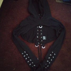 killstar lace up crop hoodie